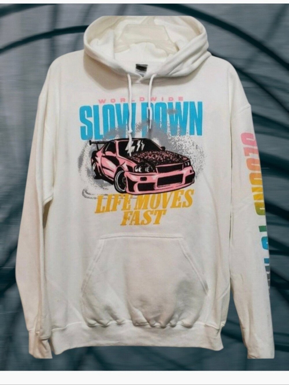 SLOW DOWN LIFE MOVES FAST Hoodie Size M
